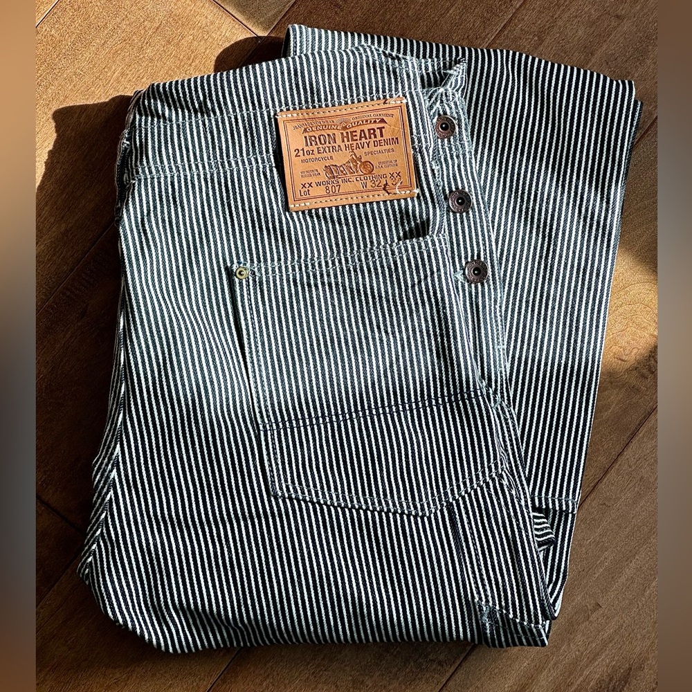 Iron Heart 21oz W32 HEAVY DENIM Hickory Double Knee Overalls
